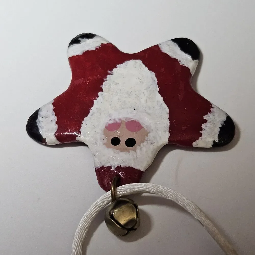 Star Shaped Red And White Santa Pendant Necklace